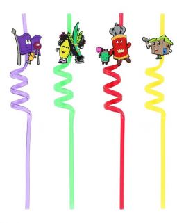 SukkotThemed  Straws Set of 4 Colorful Straws